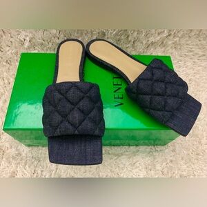 Bottega Veneta Women's Square Toe
Quilted Slide Sandals (8US/38EU; Indigo)